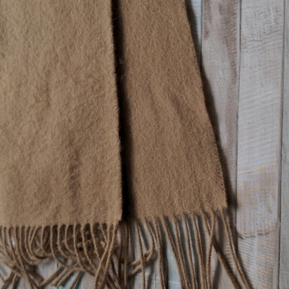 100% lambswool Ballantrae Edinburgh camel scarf tasseled - Picture 13 of 14